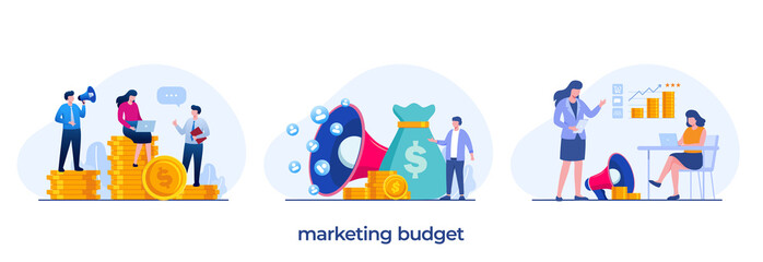 marketing budget, advertisement, ads, management, business concept, startup, flat illustration vector