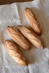 The homemade wholegrain organic baguette is so tasty.