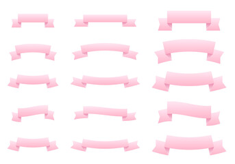 Obraz premium ピンクリボンのイラスト素材セット