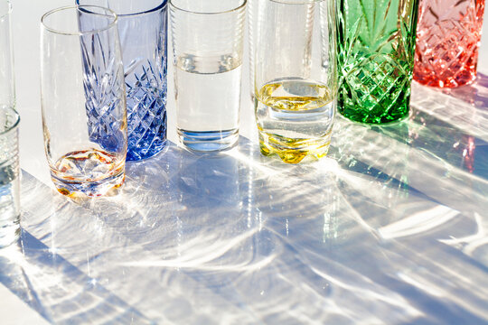 Colour, shadows, light and reflections from glass