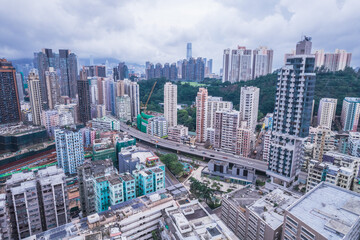 Fototapeta premium Old residential buildings in Tokwawan, Hong Kong