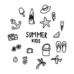 summer kids hand drawn vector cute