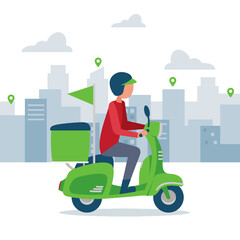 delivery guy with green motorcycle 