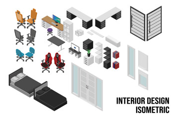 interior isometric asset design 