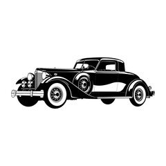 vintage car vector black and white