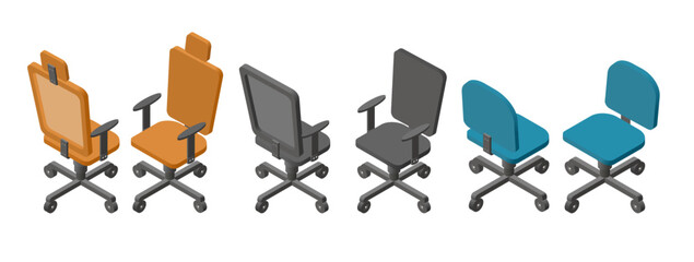 Office chair pack isometric 