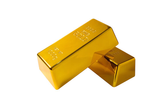 Gold bars on a white background, Financial concepts.