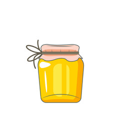Jar of sweet honey on white background