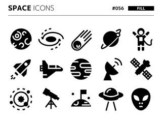 宇宙に関連する塗りつぶしスタイルのアイコンセット_056 © efuroku