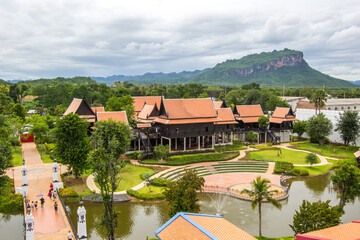 Fototapeta na wymiar Kanchanaburi province,Thailand on July 9,2017:Views from City Tower of Mallika City,1905 A.D.(City of culture and lifestyle during the reign of King Chulalongkorn, Rama V)