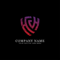 initial name HH logo design with grunge style and gradient color, vintage letter name HH logo badge vector