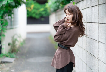 Fototapeta premium ポートレート 秋コーデ