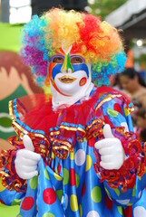 Clown costume at the traditional carnival in the city of Maragojipe Bahia, Brazil on February 13,...