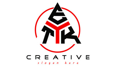 TEK three letter creative triangle shape in circle logo design vector template. typography logo | Letter mark logo | initial logo | wordmark logo | minimalist logo | gaming logo | emblem logo