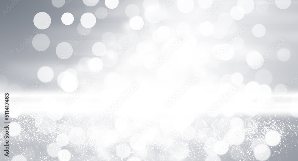 Wall mural white light bokeh blurred on gray gradient backdrop. soft grey shine effect background.
