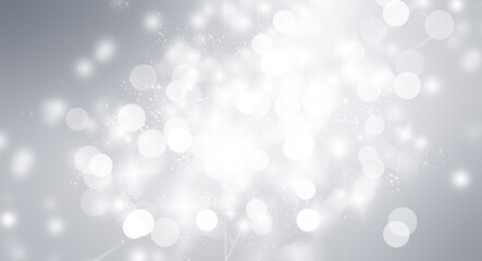 White light bokeh blurred on gray gradient backdrop. soft grey shine effect background.