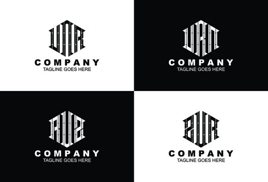 Creative letter monogram logo design with stationery template FRS KSC NBA PHA CVS PEAABS AOU AHC BH RV EZ ZR NA RK
