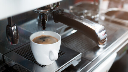 fresh cup of coffee on table