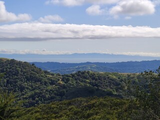 Fototapeta na wymiar Distant views of the San Francisco Bay near Walnut Creek, California
