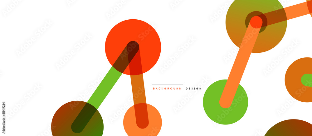 Poster line points connections geometric abstract background. circles connected by lines. trendy techno bus