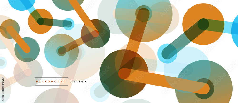 Poster line points connections geometric abstract background. circles connected by lines. trendy techno bus