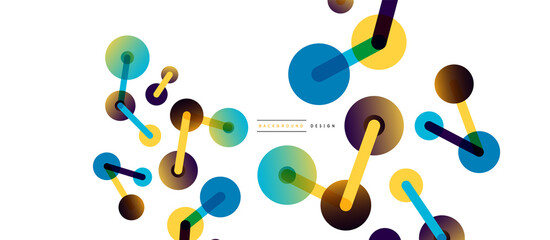 Abstract background. Round dots connected by lines. Trendy techno business template for wallpaper, banner, background or landing
