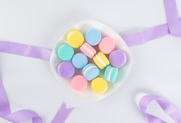 Colorful and delicious macaron cake