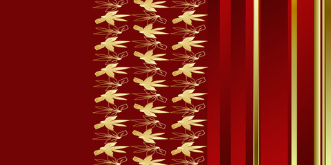 Luxury red gold leaves background