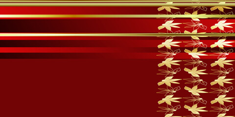 Luxury red gold leaves background