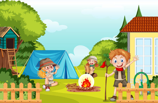 Backyard camping with kids