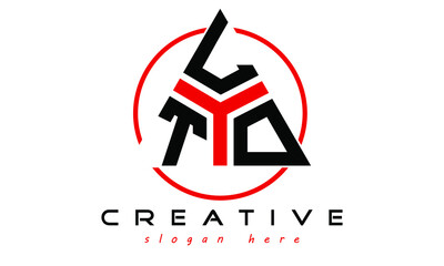 TLO three letter creative triangle shape in circle logo design vector template. typography logo | Letter mark logo | initial logo | wordmark logo | minimalist logo | gaming logo | emblem logo