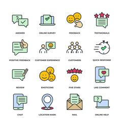 feedback elements collection, flat icons set, Colorful symbols pack. Vector illustration. Flat style design
