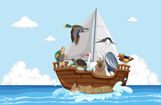 Wild animals on a boat