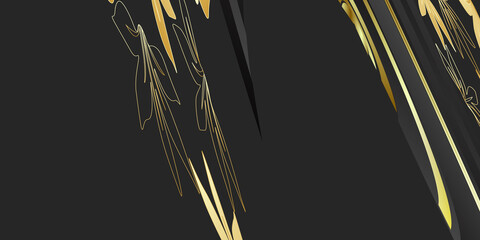 Luxury black gold leaves background
