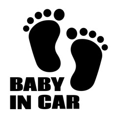 Baby in car. Foot print, decal and sticker printable.