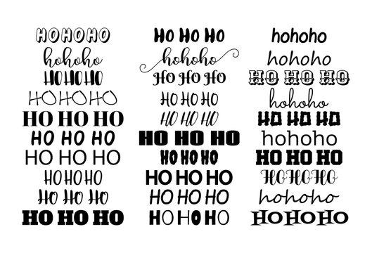 Ho ho ho. Christmas phrases, lettering bundle isolated