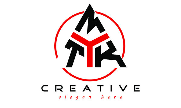 TMK three letter creative triangle shape in circle logo design vector template. typography logo | Letter mark logo | initial logo | wordmark logo | minimalist logo | gaming logo | emblem logo