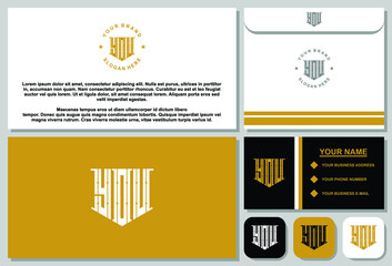 Creative letter monogram logo design with stationery template