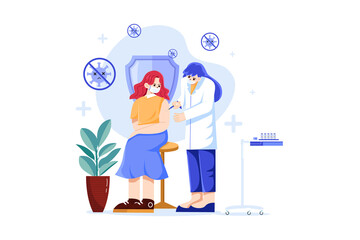 Vaccination Covid-19 Illustration concept. Flat illustration isolated on white background.