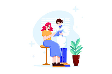 Routine health checkup Illustration concept. Flat illustration isolated on white background.