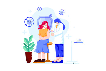Vaccination Covid-19 Illustration concept. Flat illustration isolated on white background.
