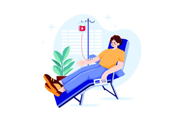 Donating blood Illustration concept. Flat illustration isolated on white background.