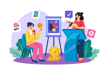 NFT investor bidding on NFT art