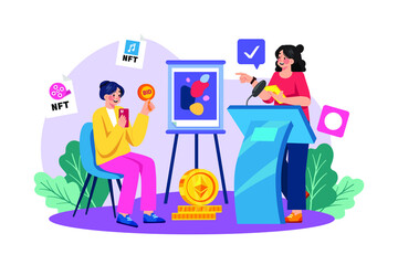 NFT investor bidding on NFT art