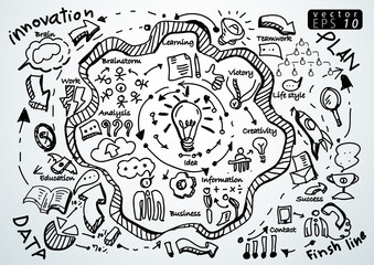 Illustration business.design modern  idea and concept think creativity. for brainstorm,Social network,success,plan,think,search,analyze,communicate, futuristic idea innovation technology.