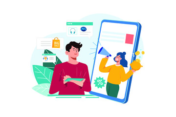 Man getting promotional messages