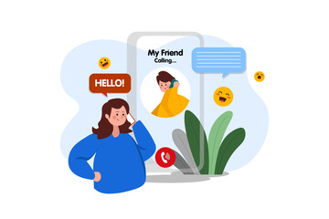 Girls talking on the phone with friends