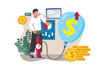 Stock Market Bubble Illustration concept. Flat illustration isolated on white background.