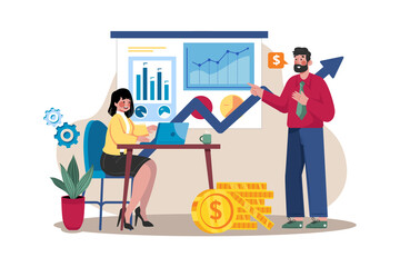 Investment Education Illustration concept. Flat illustration isolated on white background.