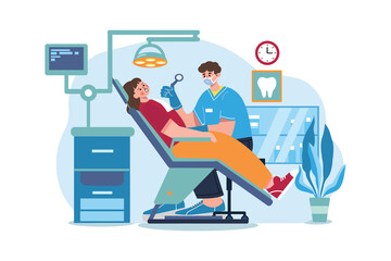 Dentist clinic Illustration concept. Flat illustration isolated on white background.